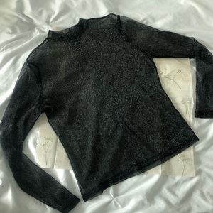 Black & Silver Sheer Top